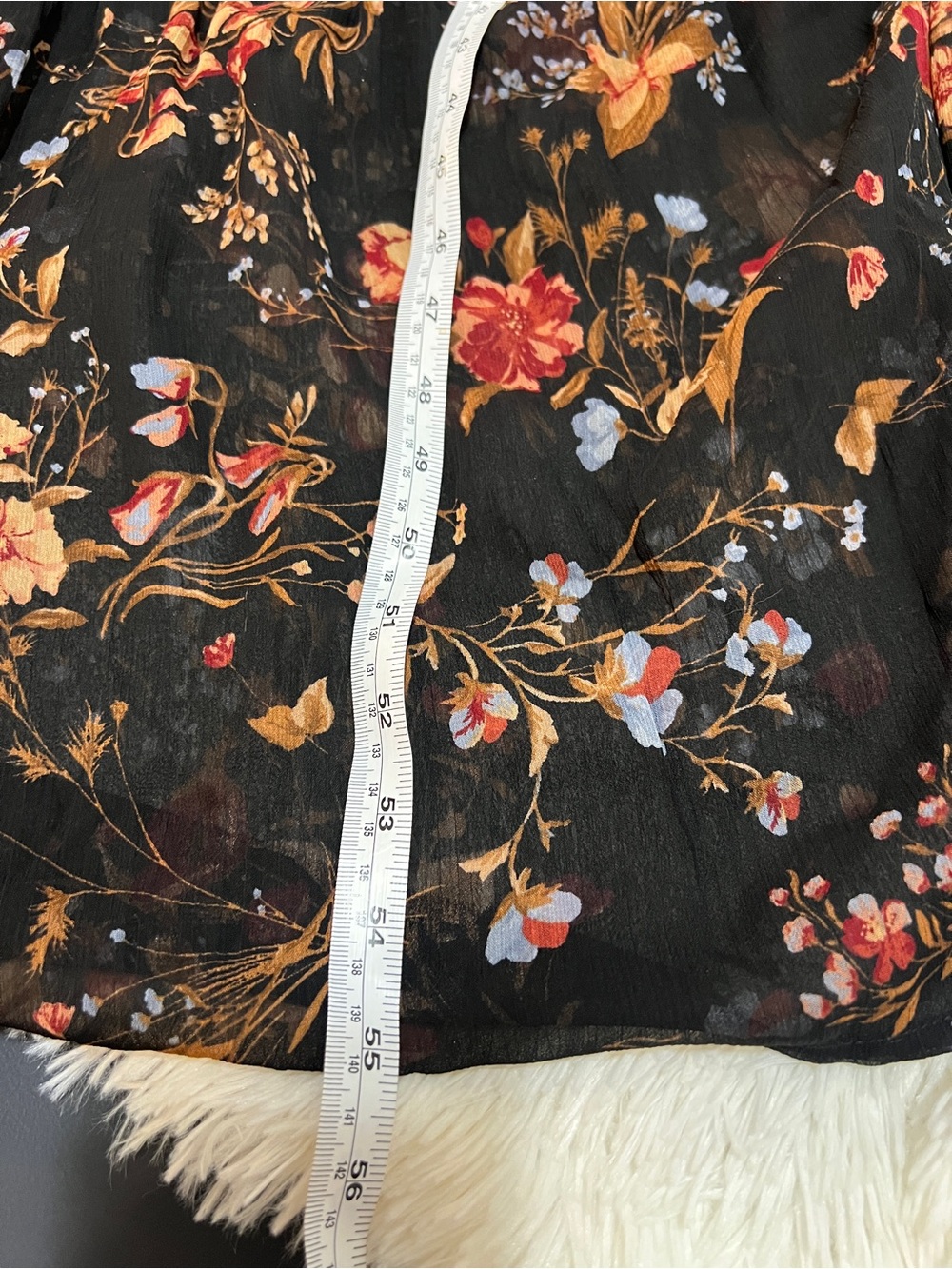 🍂 Black Fall Floral V‑Neck Smocked Waist Maxi Dress- 1x - Picture 9 of 10